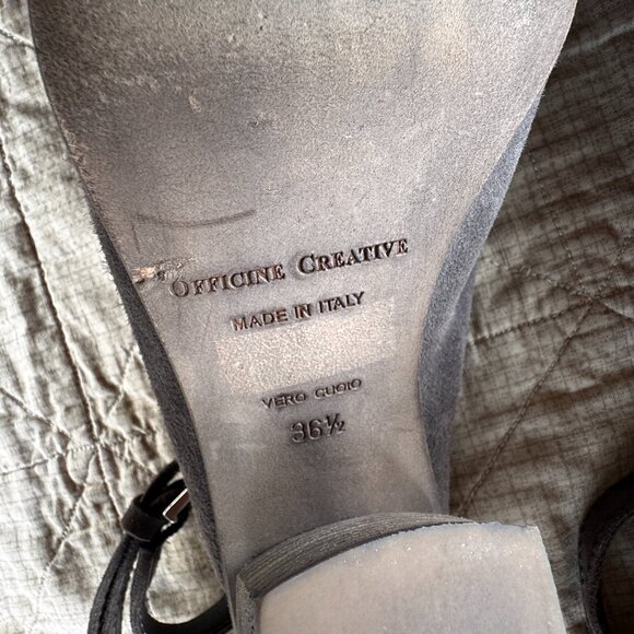 Officine Creative Women Severine Soft Grey Heel Mule Size 36.5 Suede Leather - Picture 6 of 10